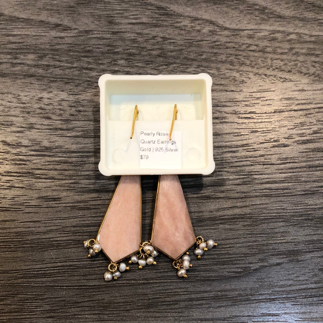 Pearly Rose Quartz Earrings