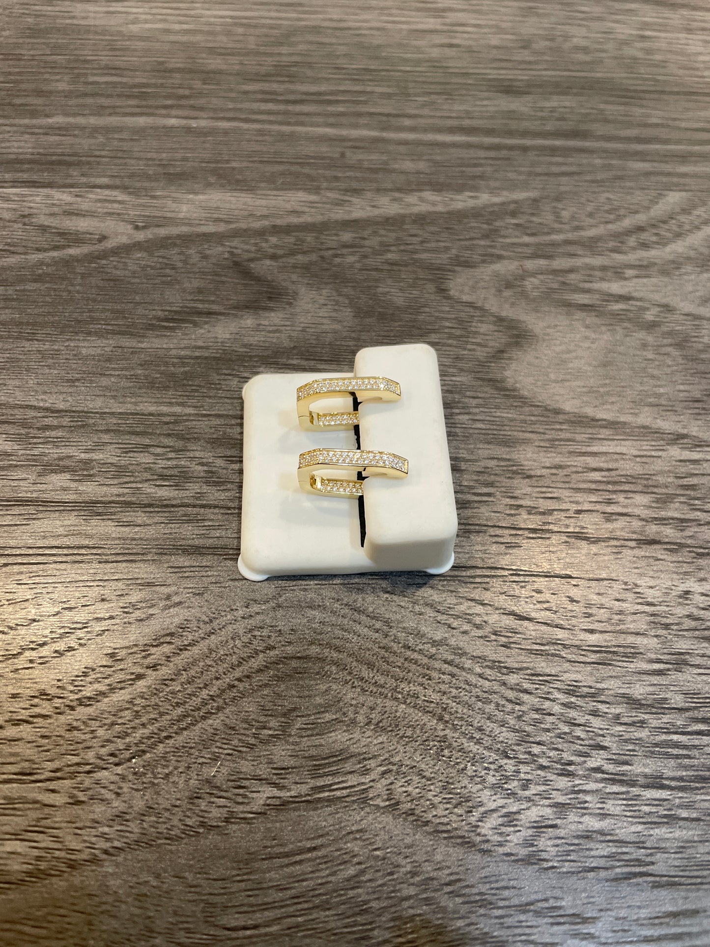 Square Inset CZ Hoop Earrings