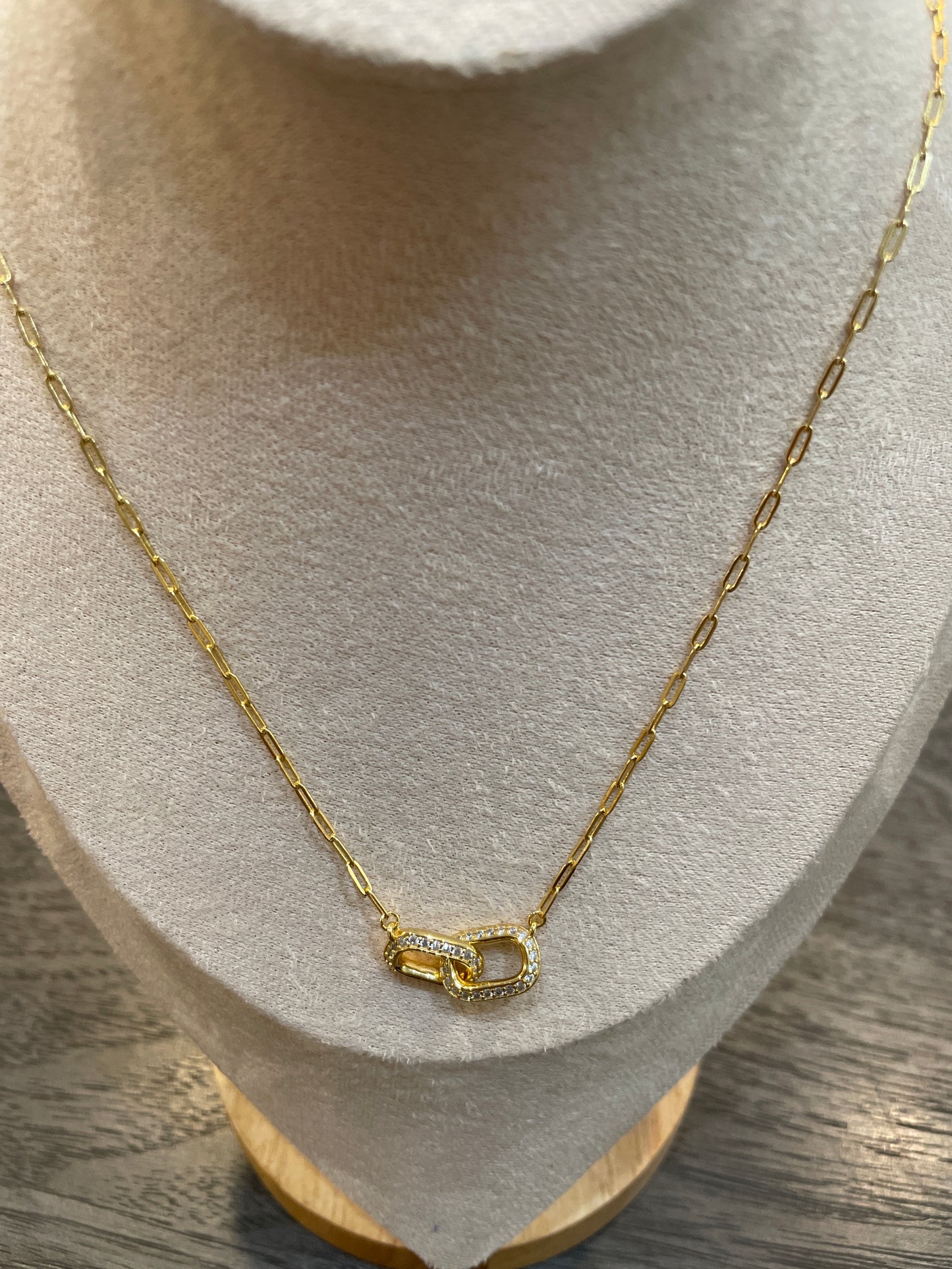 CZ Link Paperclip Chain Necklace
