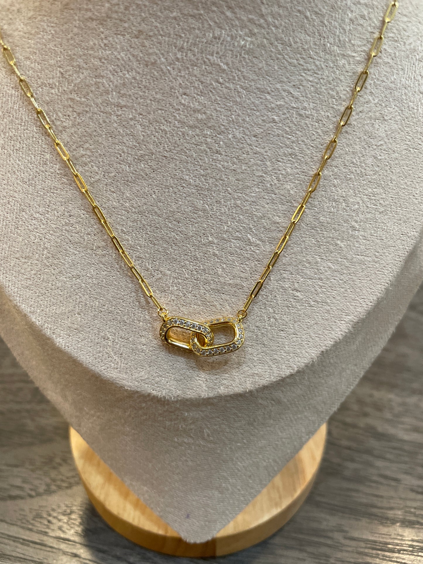 CZ Link Paperclip Chain Necklace