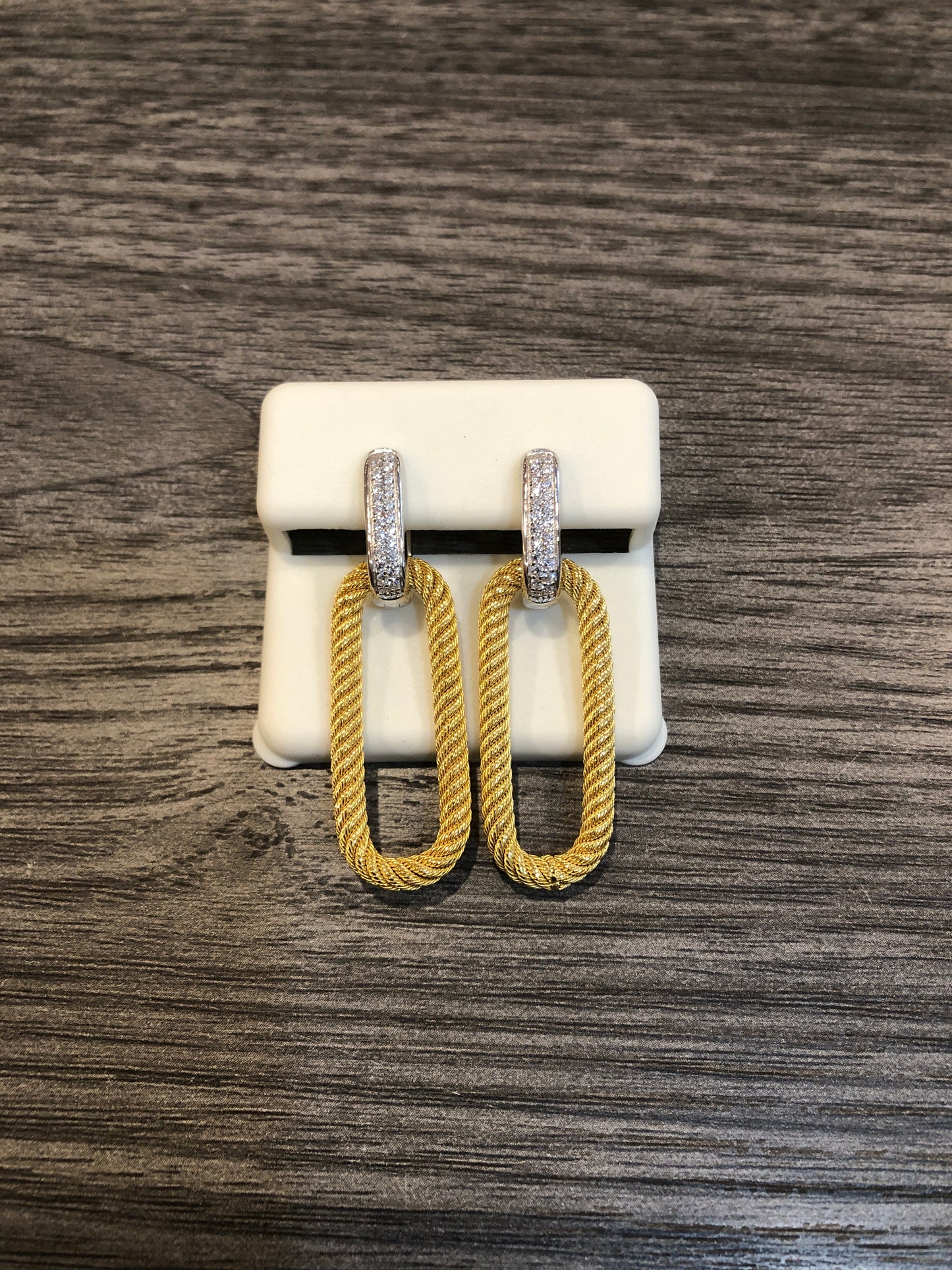 Long Link Two Tone Drop Earrings