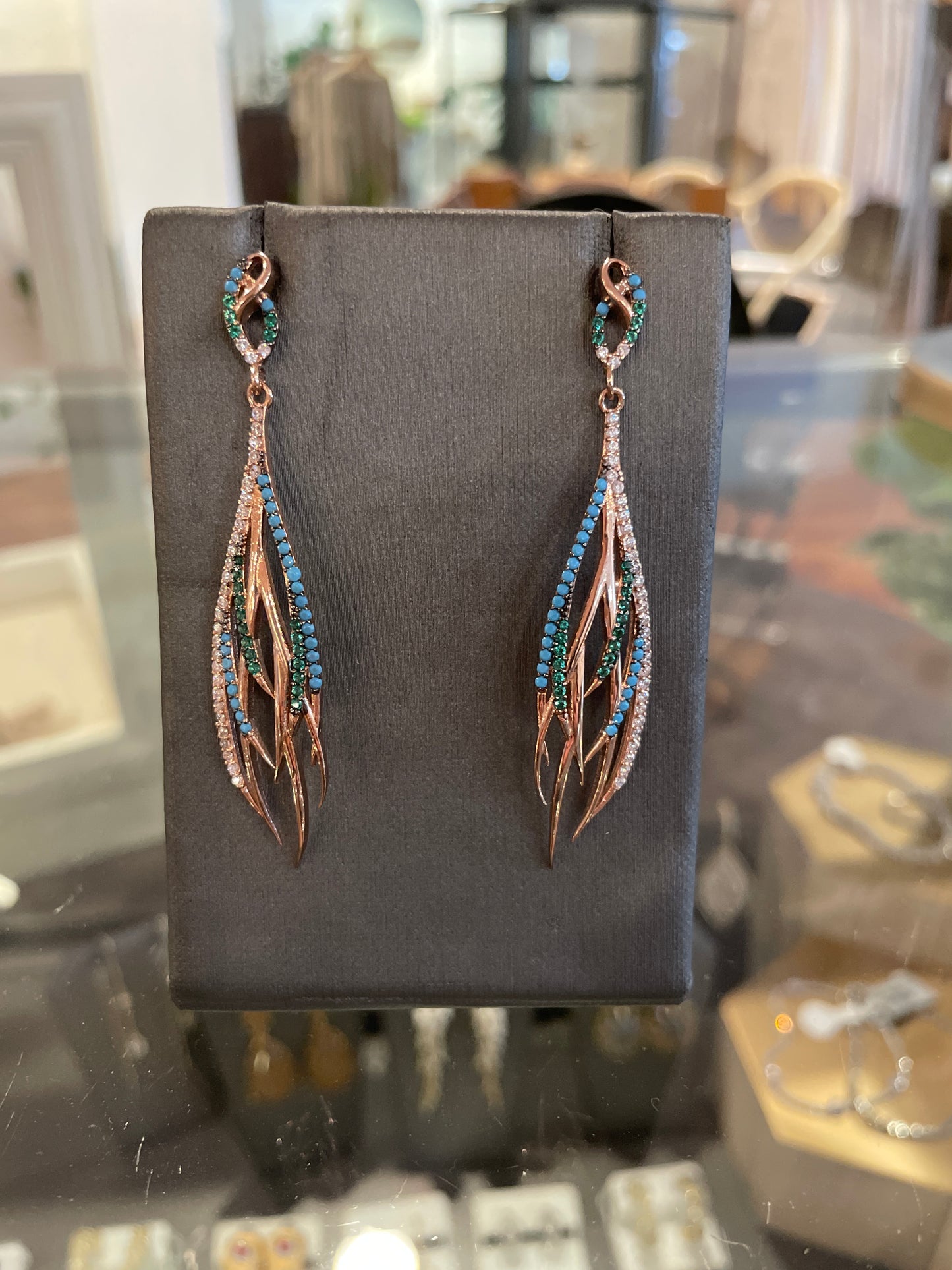 Rosegold Peacock Earrings