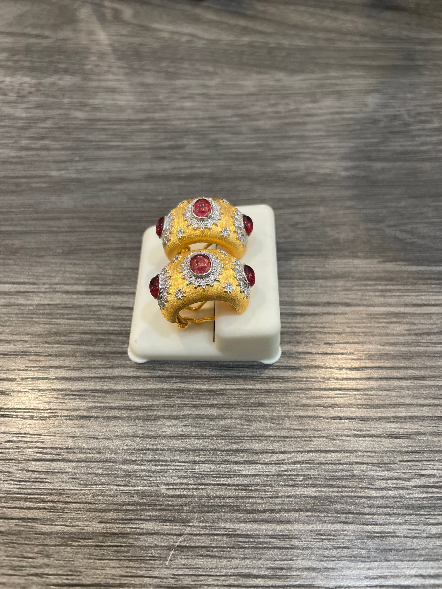 Triple Red Stone Fancy Earrings