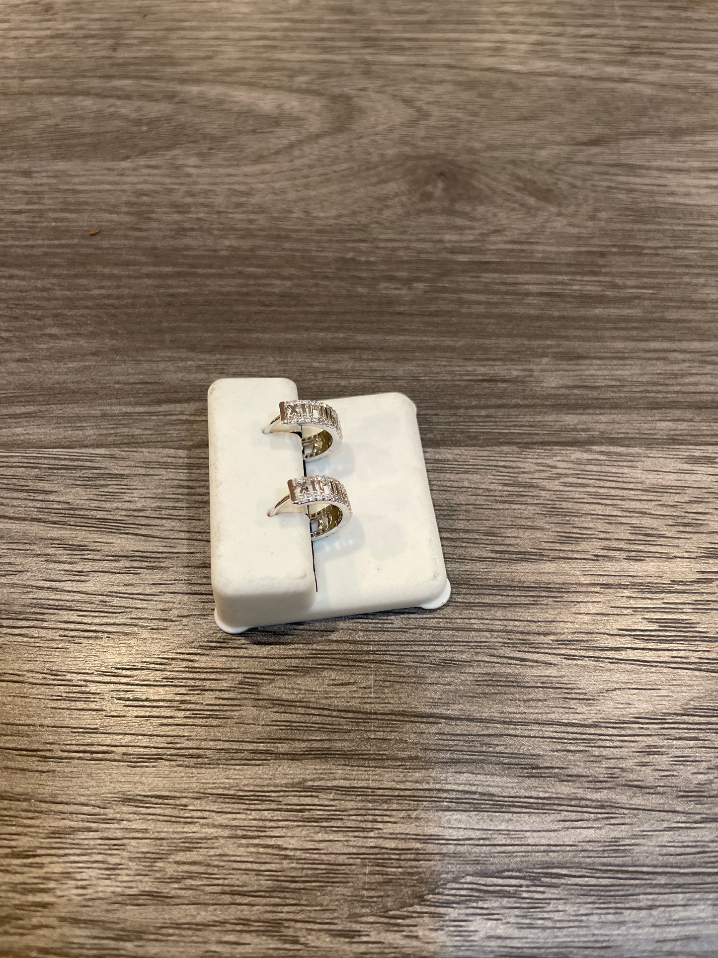Roman Numerals Hoop CZ Earrings