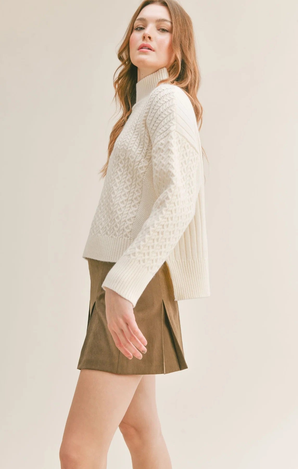 Sadie & Sage, Liss Turtleneck Sweater in Ivory - Boutique Dandelion
