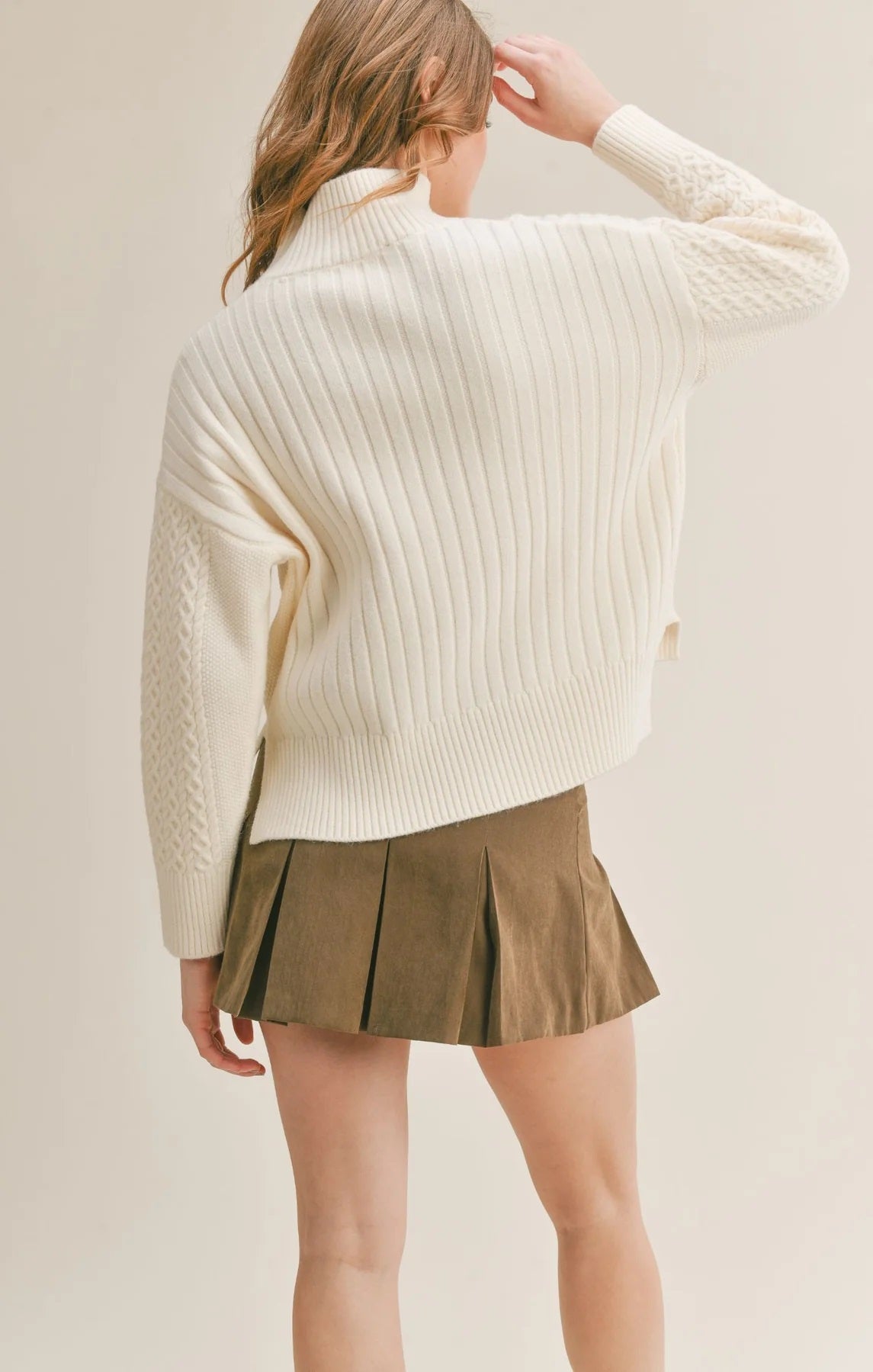 Sadie & Sage, Liss Turtleneck Sweater in Ivory - Boutique Dandelion