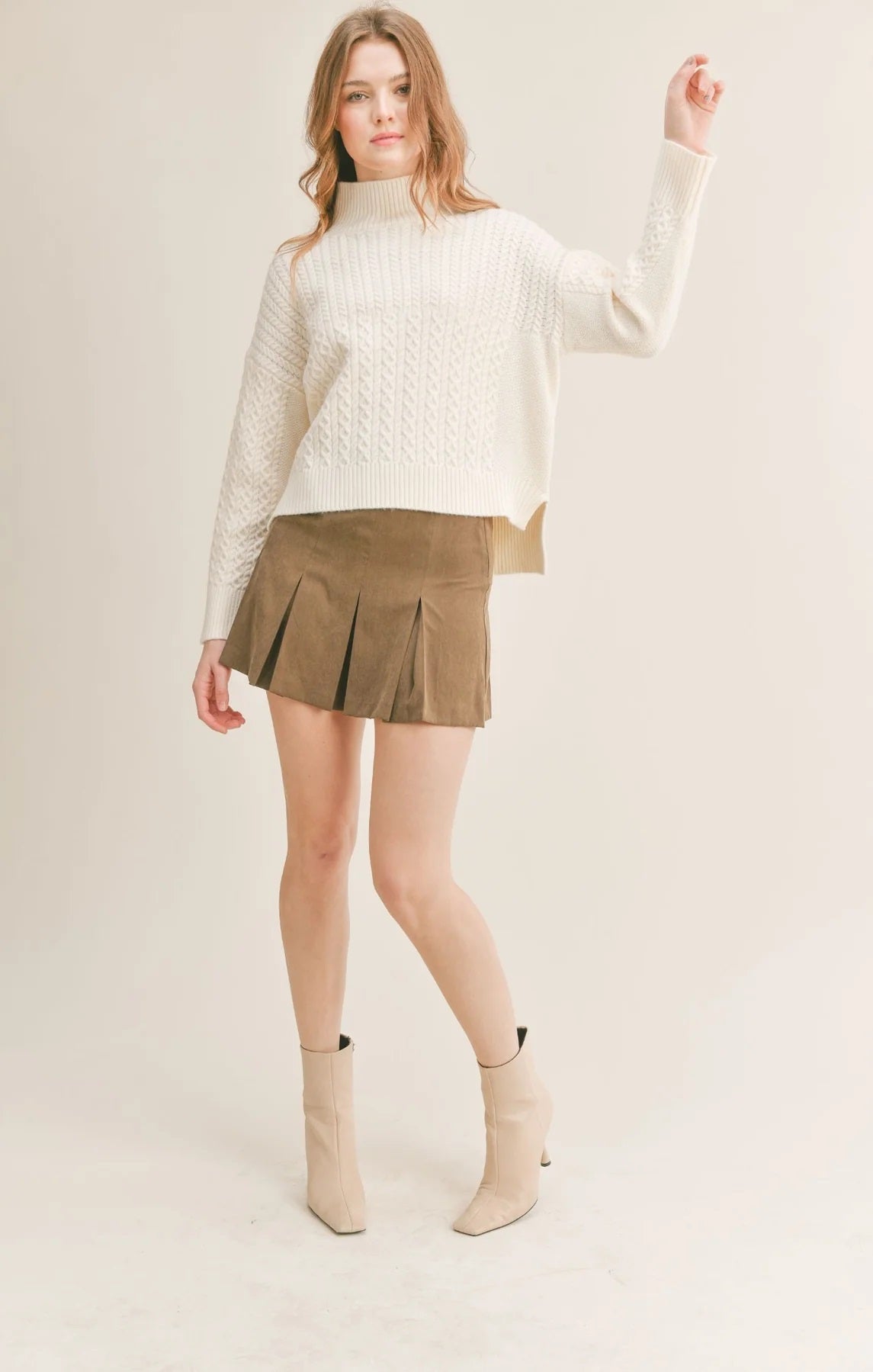Sadie & Sage, Liss Turtleneck Sweater in Ivory - Boutique Dandelion