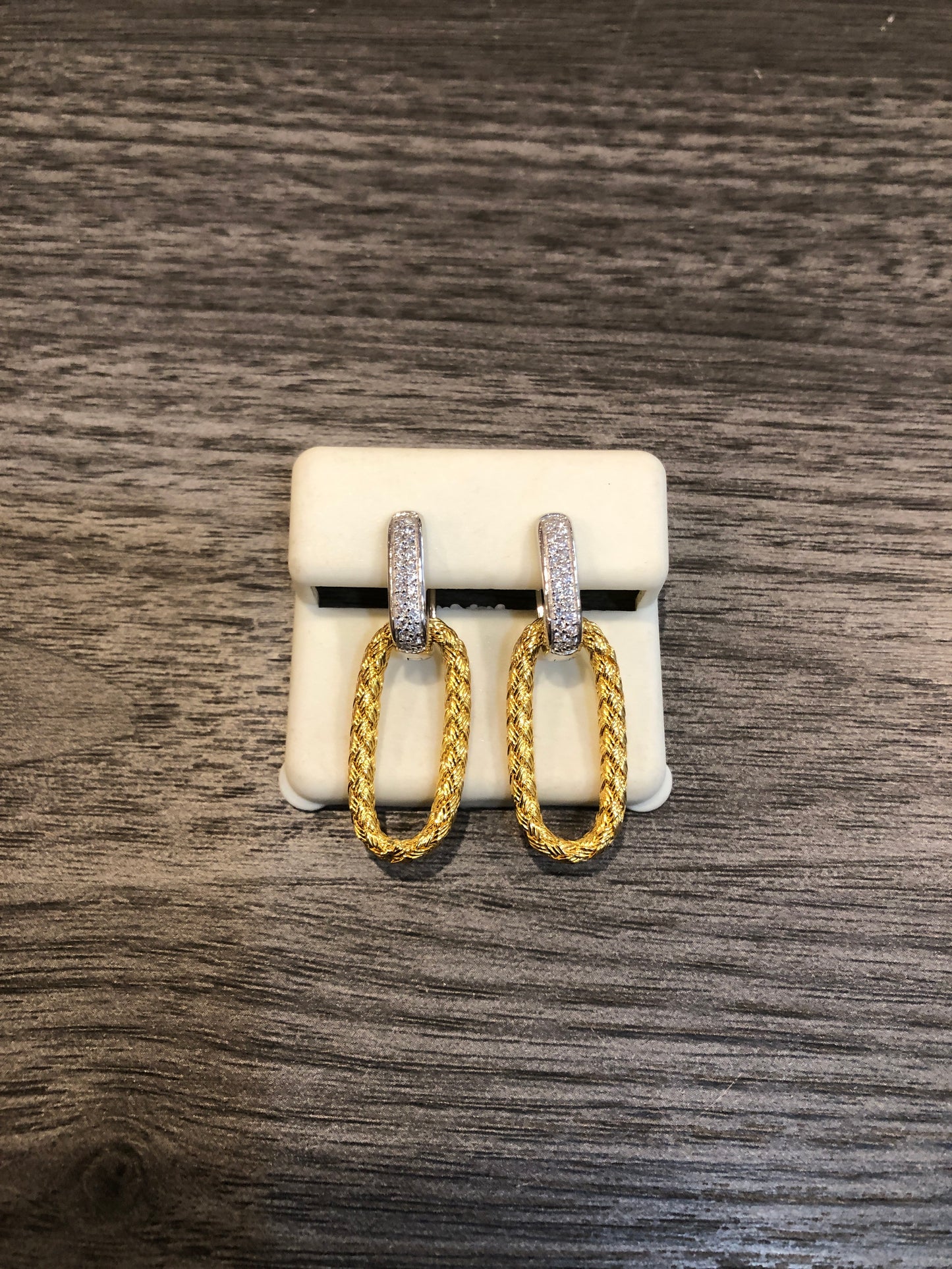 Mesh Link Two Tone Drop Earrings