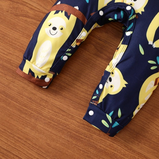 Sloth Print Long Sleeve Jumpsuit For Baby