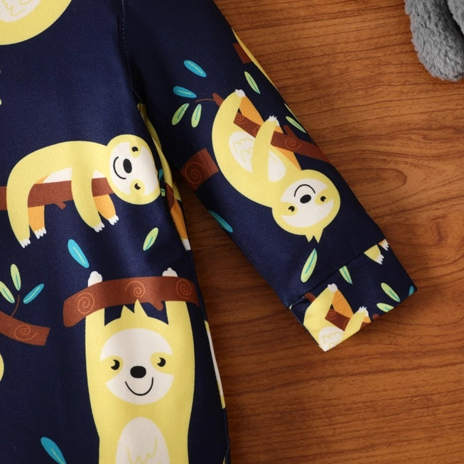 Sloth Print Long Sleeve Jumpsuit For Baby