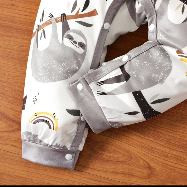 Sloth Print Long Sleeve Jumpsuit For Baby