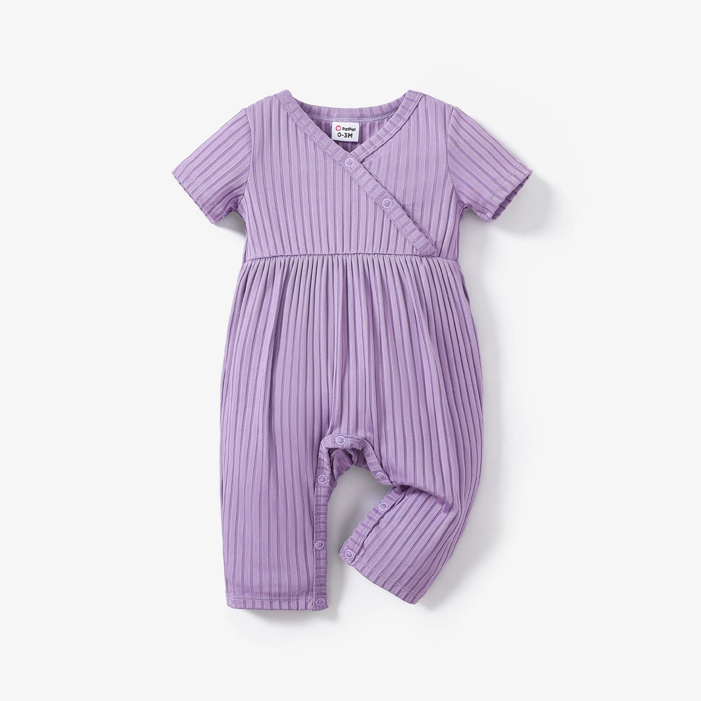 Solid Ribbed V Neck Jumpsuit For Baby Toddler