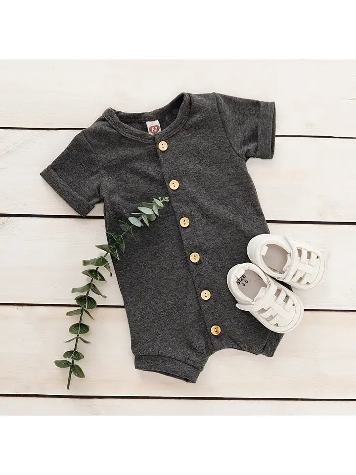 Short Sleeve Romper with Front Buttons