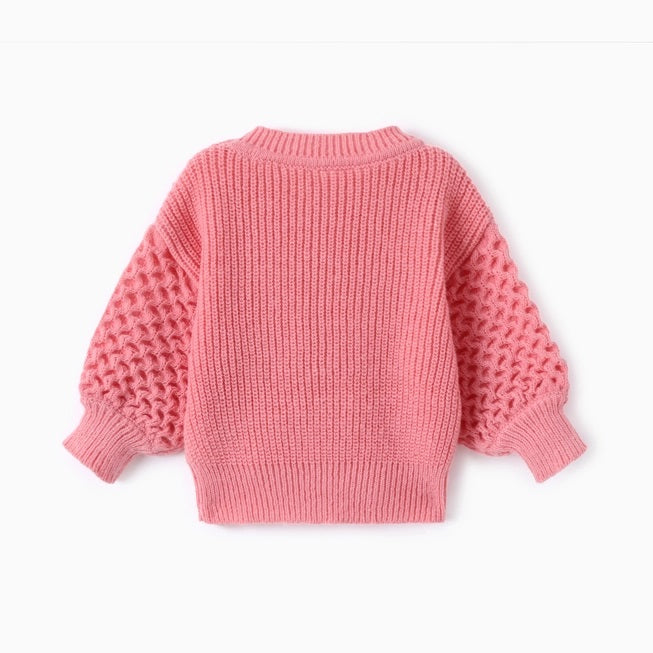 Textured Sleeves Sweater For Baby Toddler