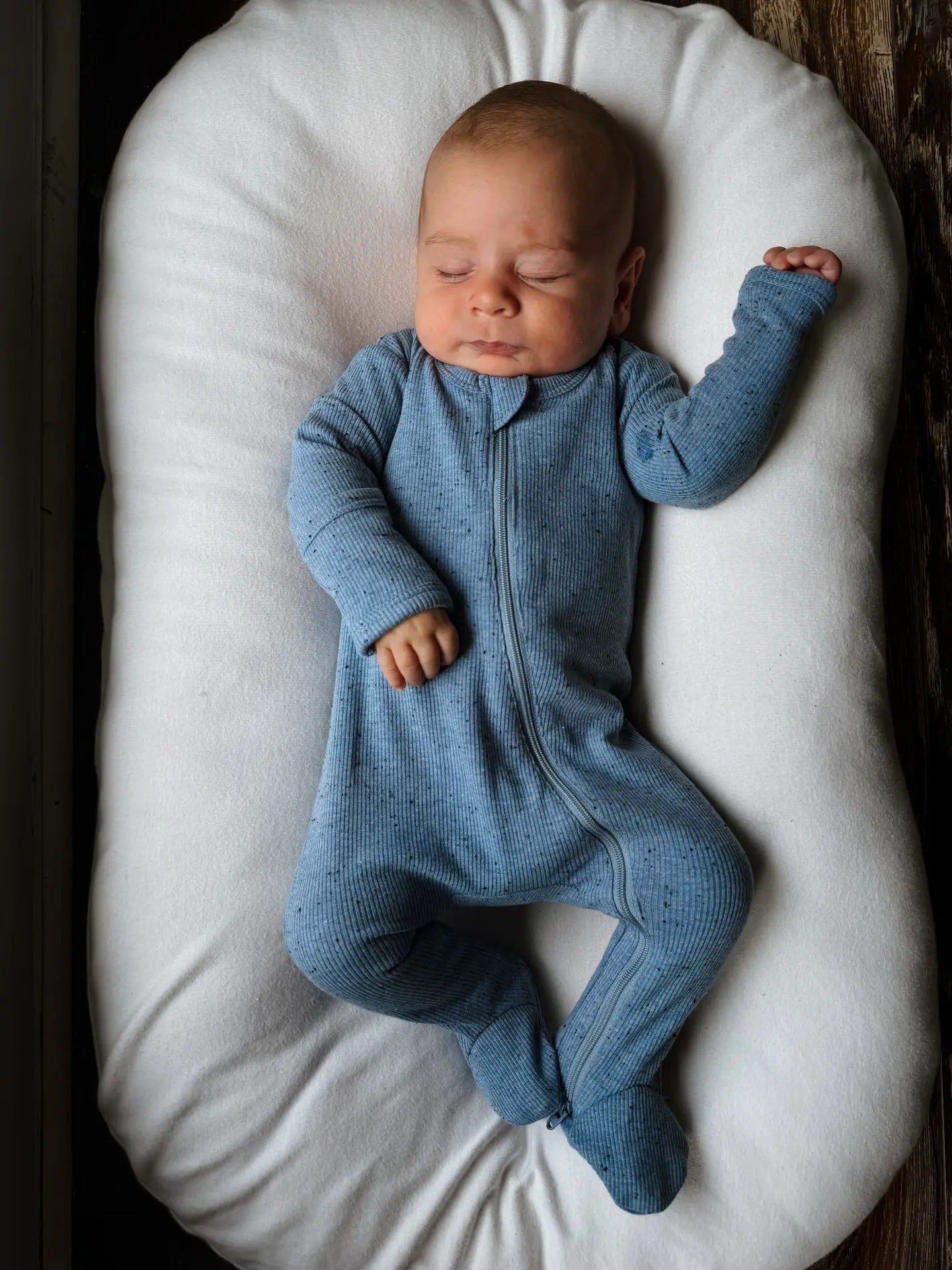 Blue Speckle 2-Way Zip Footie
