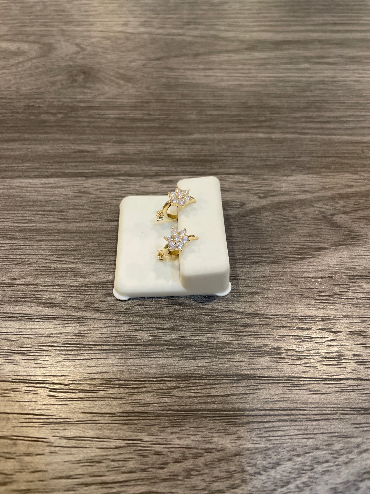 Flower CZ Hoop Earrings
