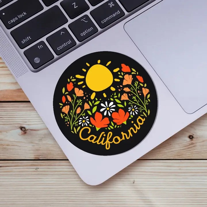 Big Moods, California Vinyl Sticker - Sunshine & Flowers