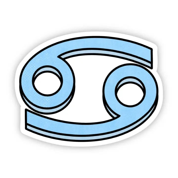 Big Moods, Cancer Symbol Zodiac Vinyl Sticker in Blue - Boutique Dandelion