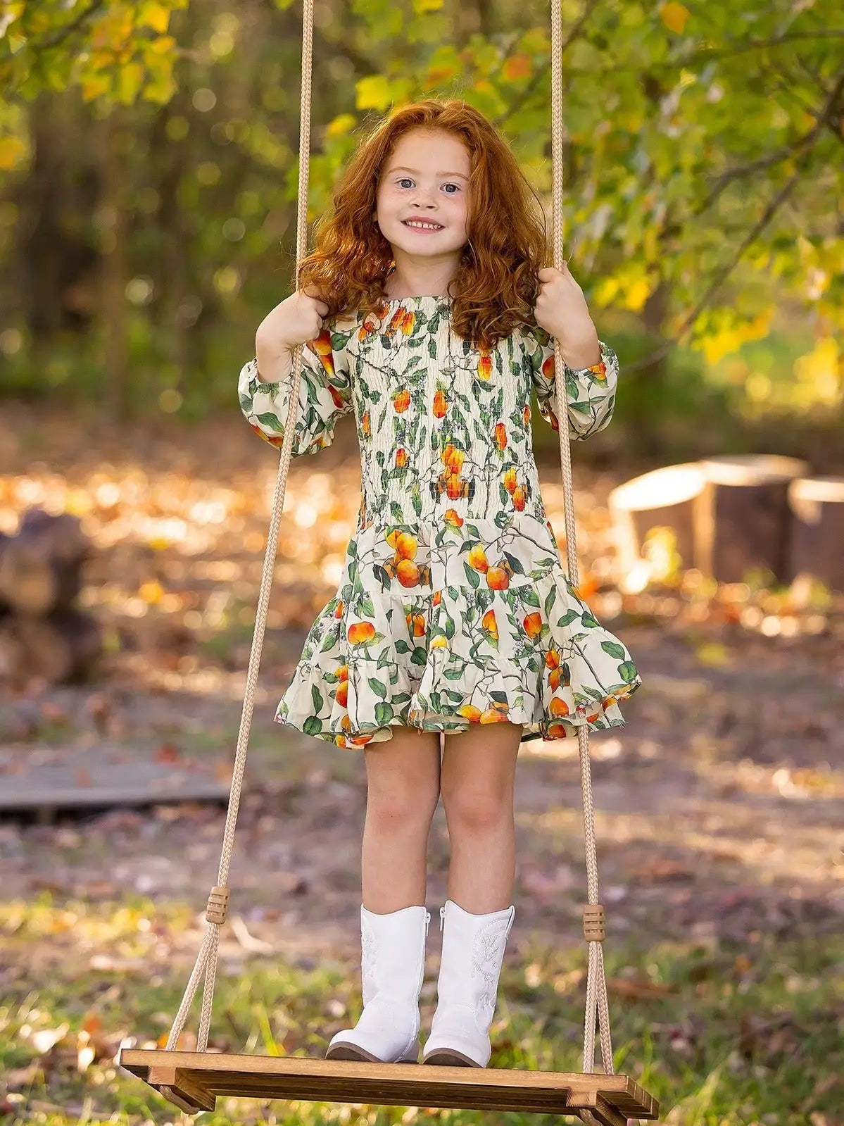 slim fit dress slacks Clementine Smocked Long Sleeve Dress 5 / Orange
