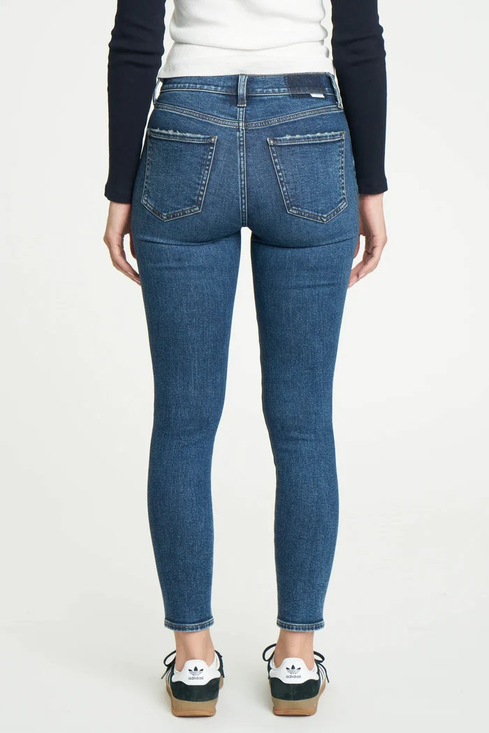 Daze Denim, Call You Back Mid Rise Skinny in Double Text - Boutique Dandelion