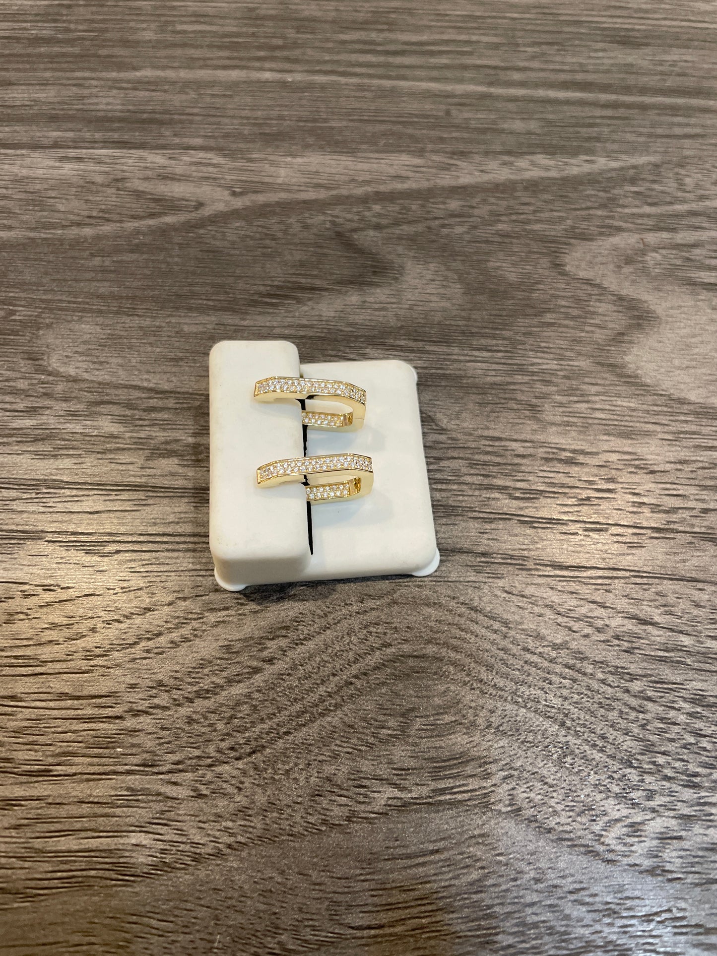 Square Inset CZ Hoop Earrings