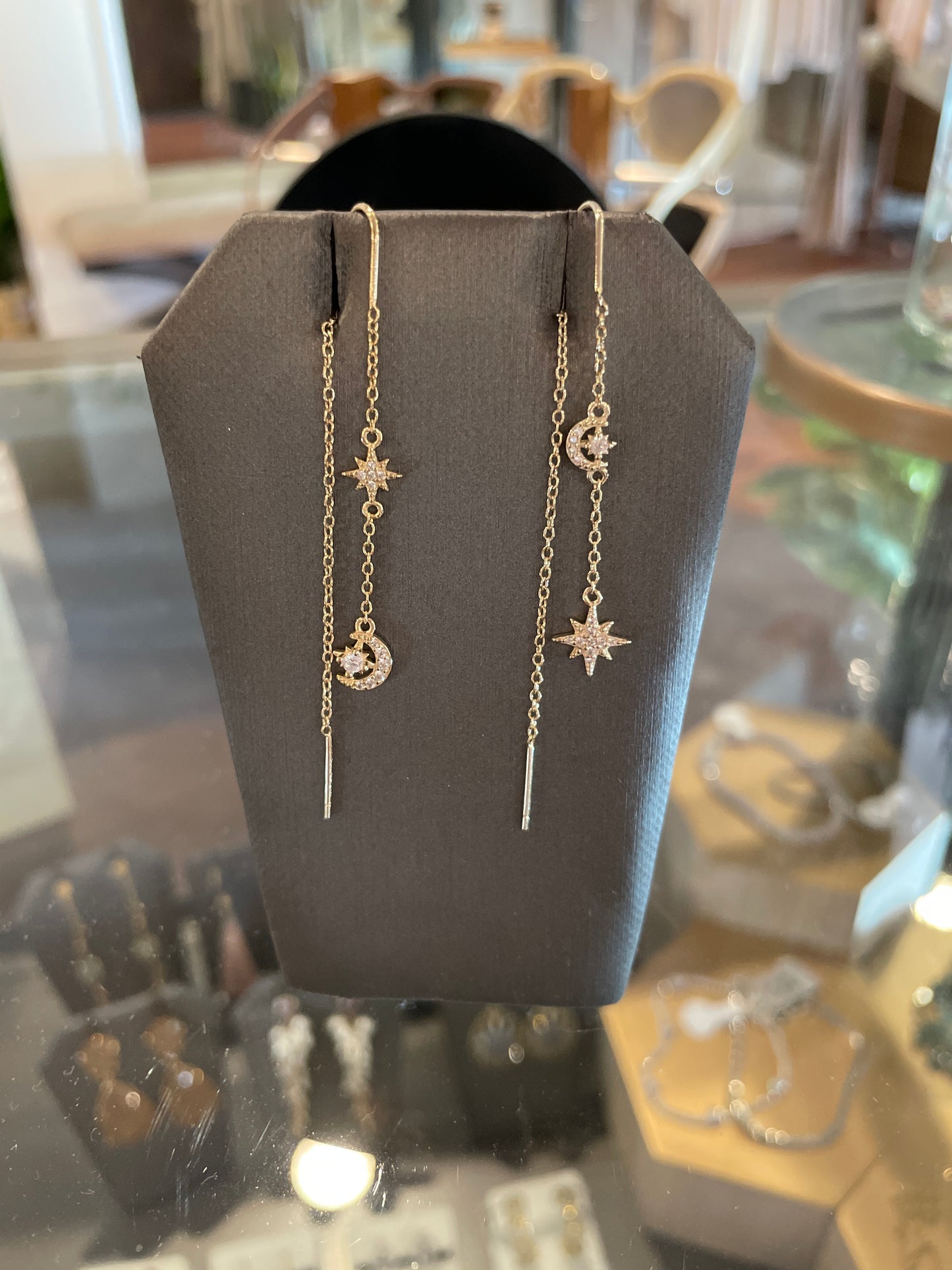 Star Crescent Pull Through Earrings