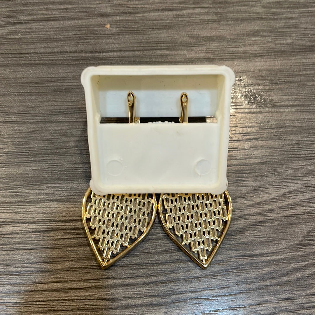 Gold Baguette Leaf Earrings