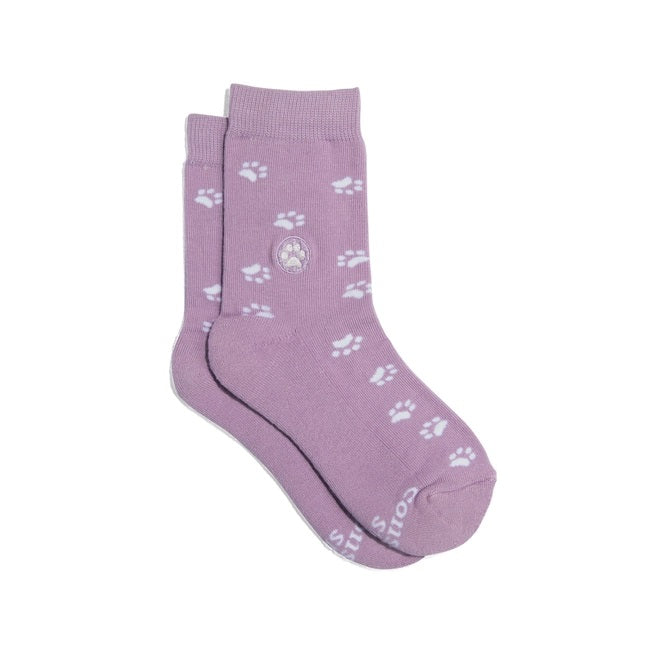 Conscious Step, Kids' Socks That Save Dogs - Lavender Paws - Playful Paws - Boutique Dandelion
