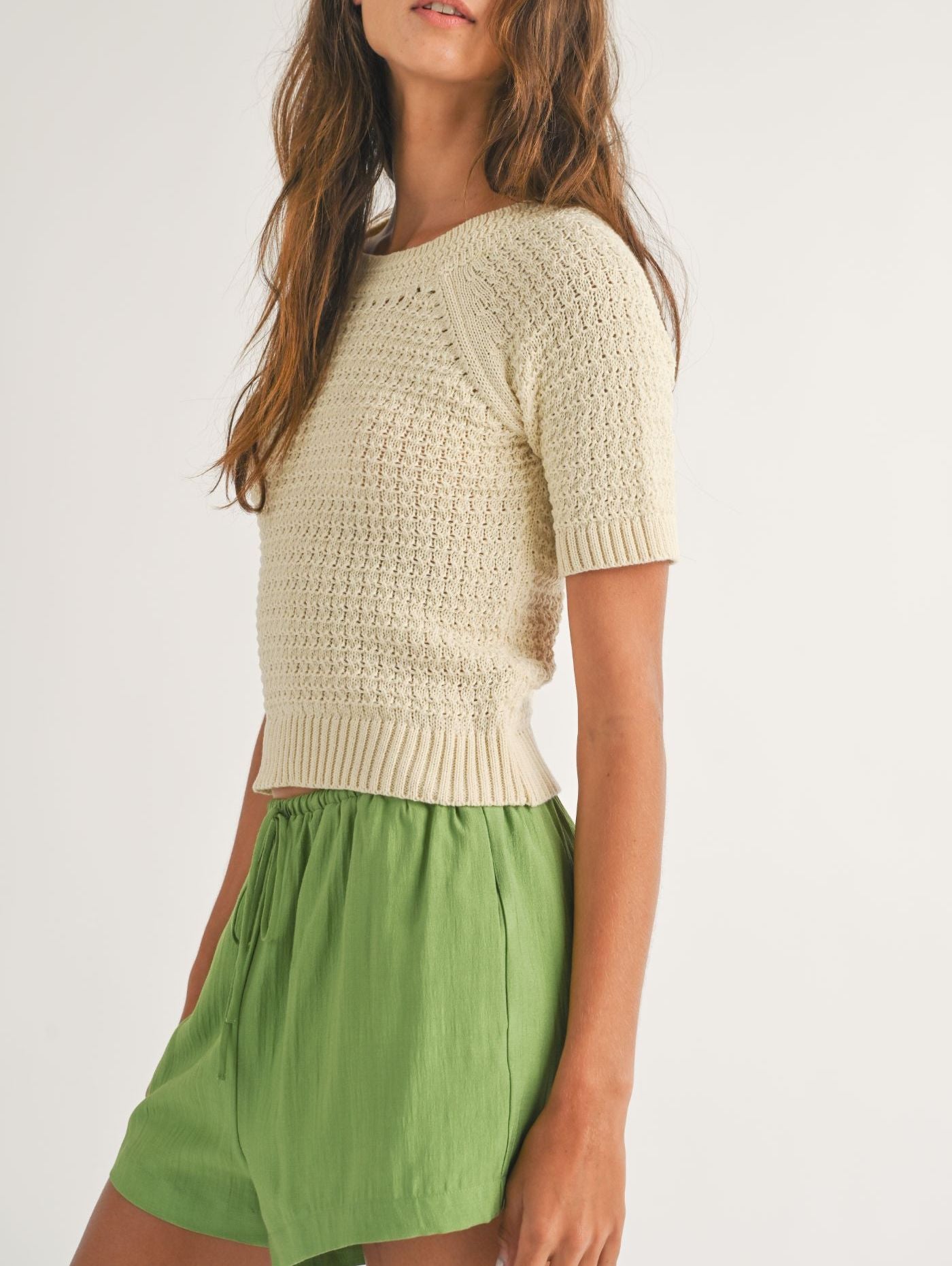 Sage The Label, Yara Short Sleeve Raglan Top in Cream - Boutique Dandelion