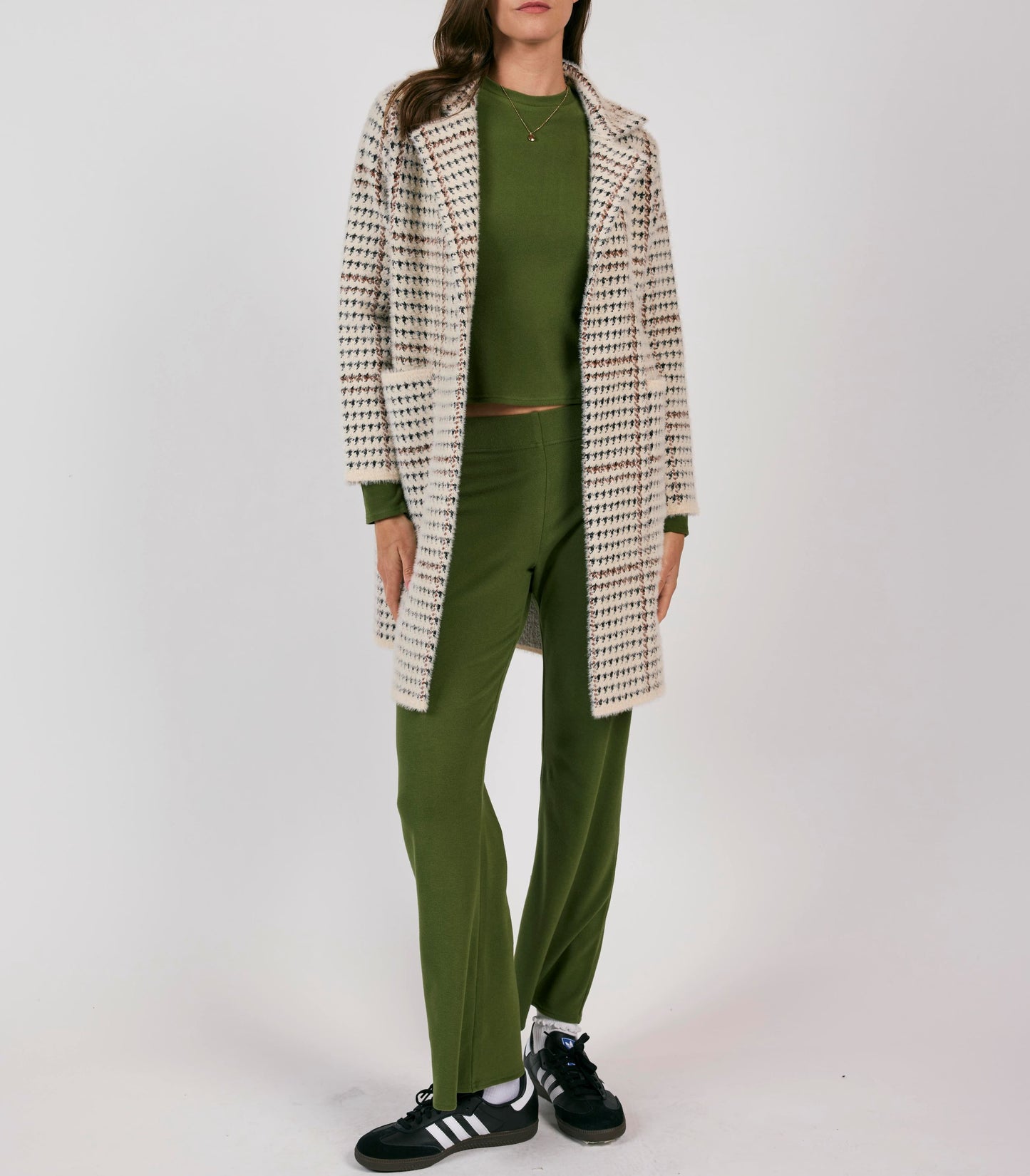 Sage The Label, Marceau Houndstooth Coat in Ivory Multi - Boutique Dandelion