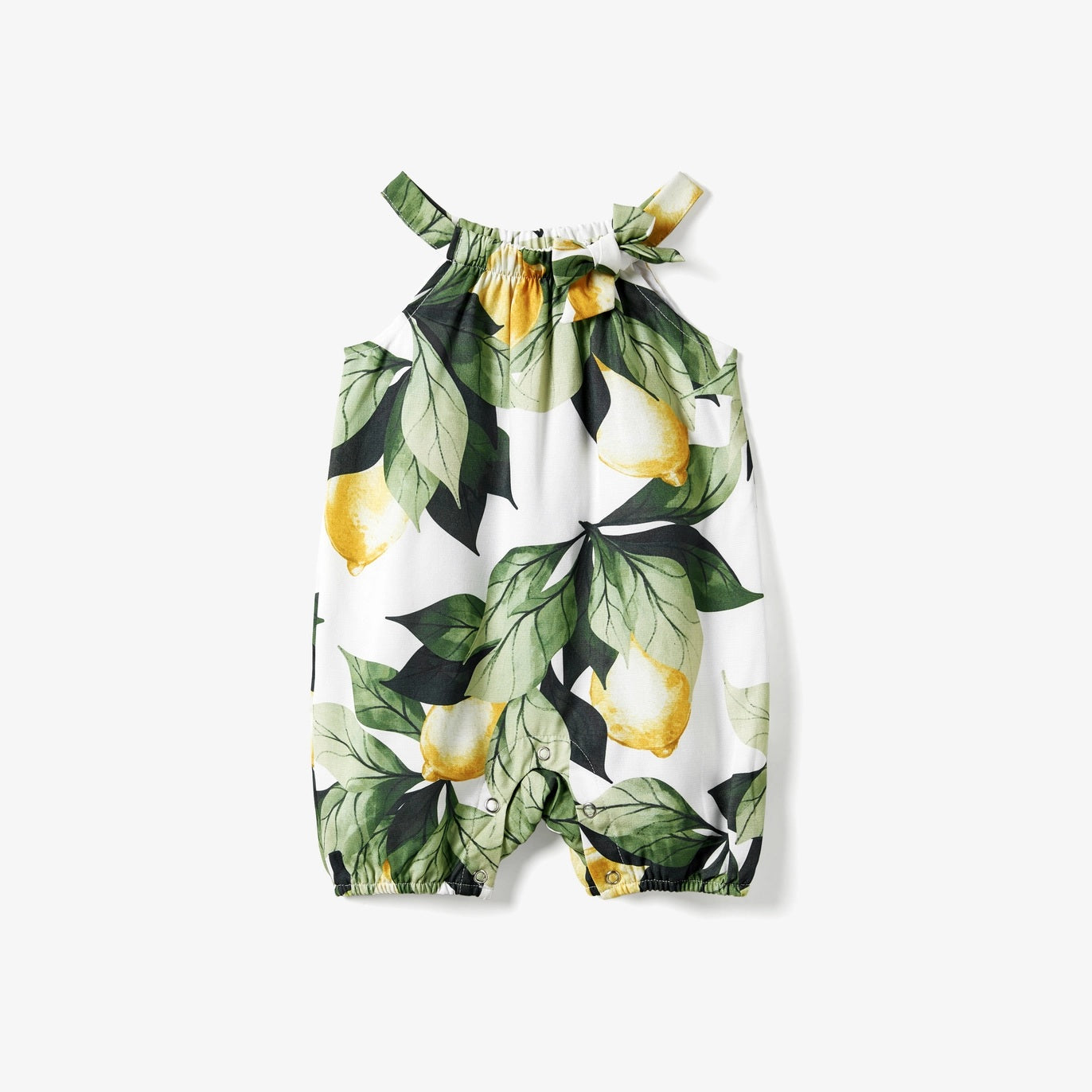 Lemon & Leaves Romper For Baby Girl