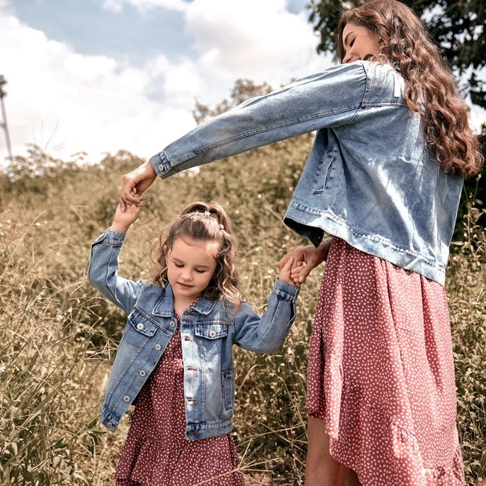Mommy and Me Distressed Denim Jacket