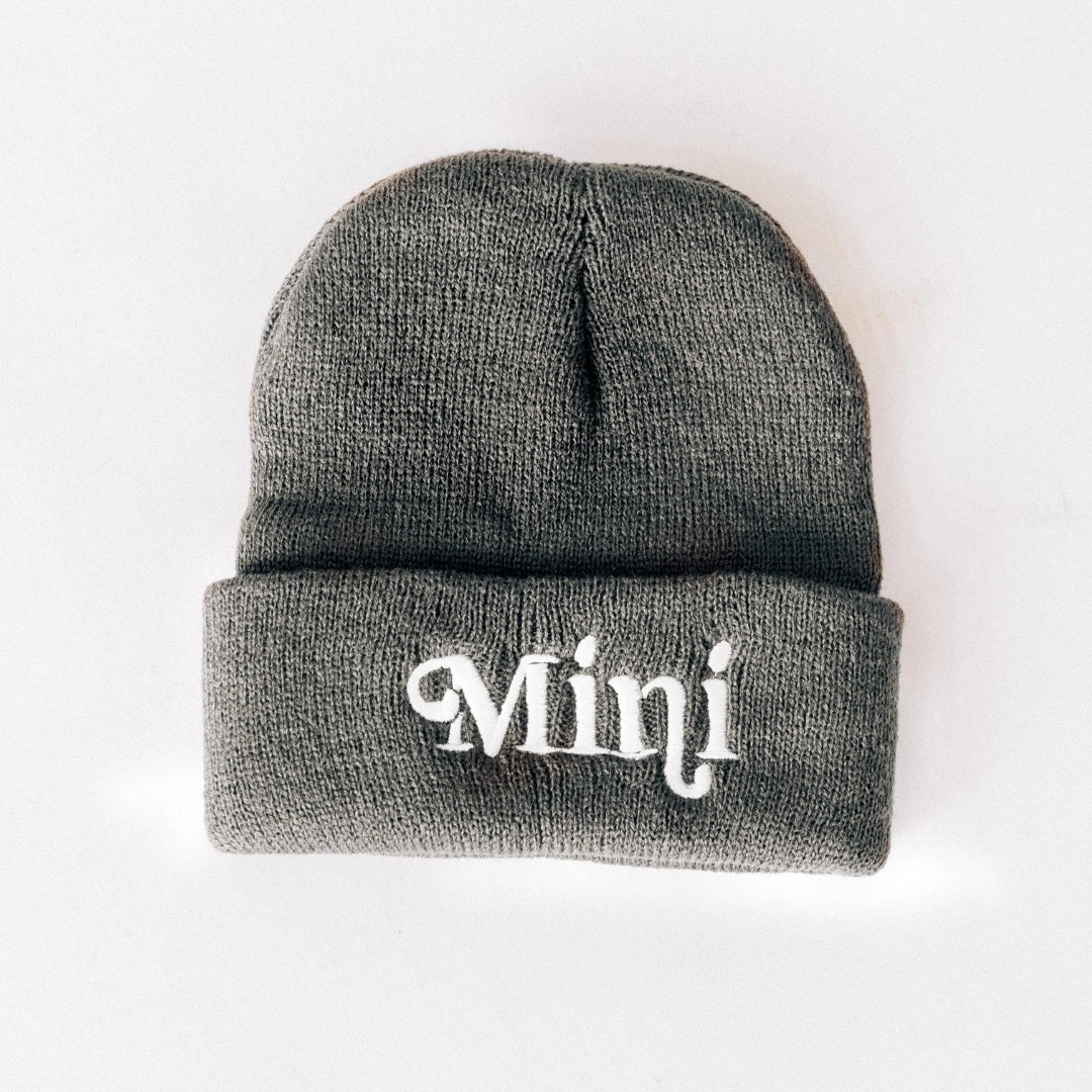Mommy & Me Matching Knit Beanie Hats - Dark Grey