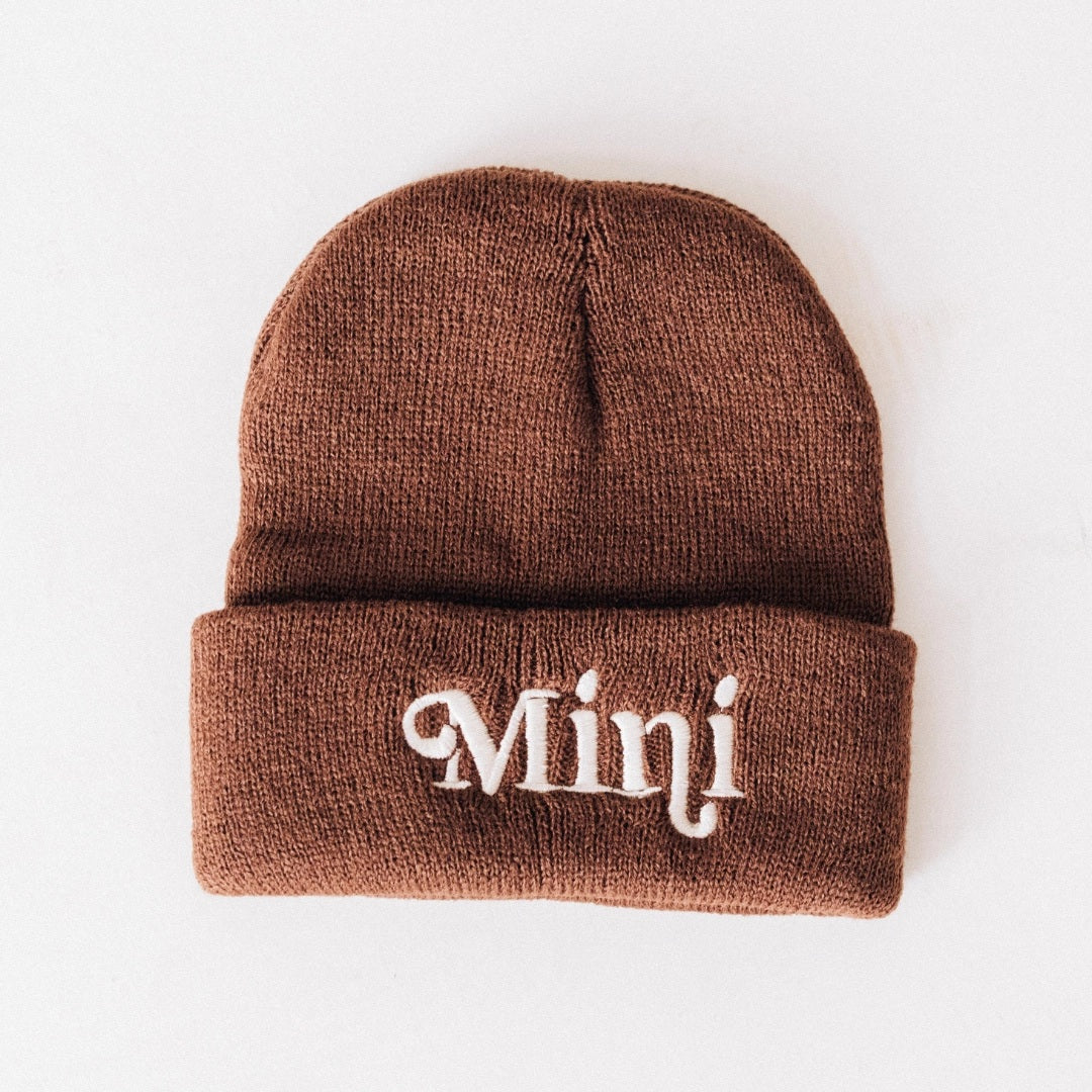 Mommy & Me Matching Knit Beanie Hats - Brown