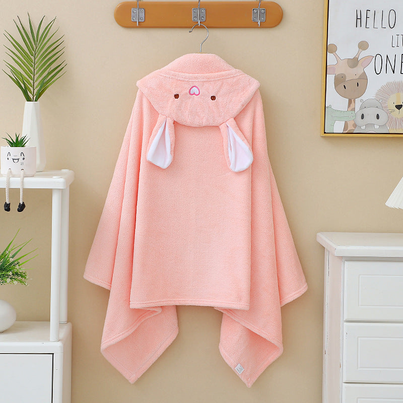 Hooded Rabbit Bath Pool Towel With Snap Closure For Toddler Kids