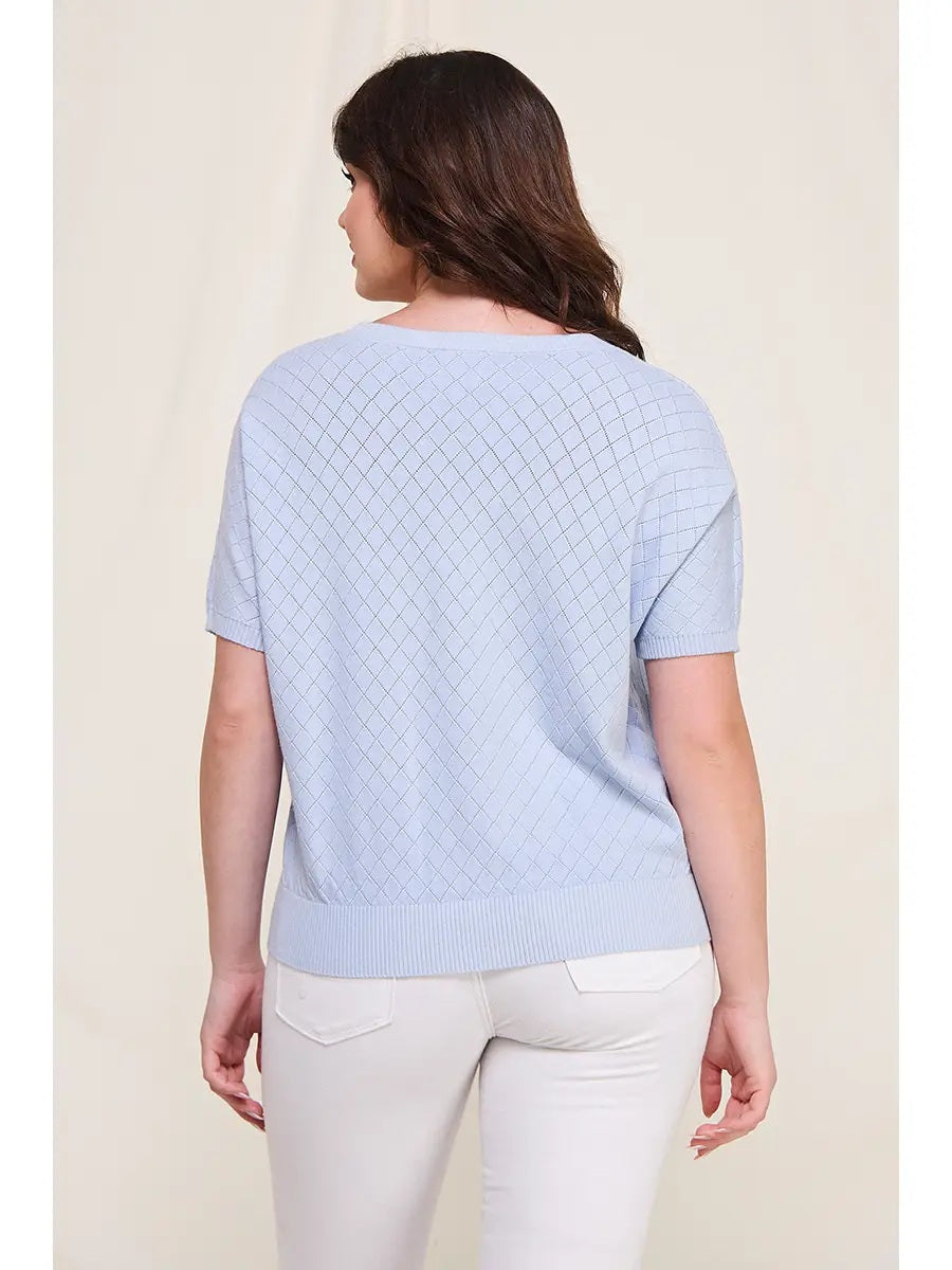 Short Sleeve Dolman Pointelle Top