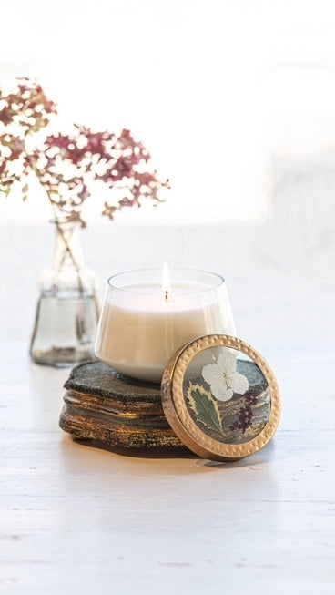 Rosy Rings, Red Currant & Cranberry Medium Pressed Flower Candle
