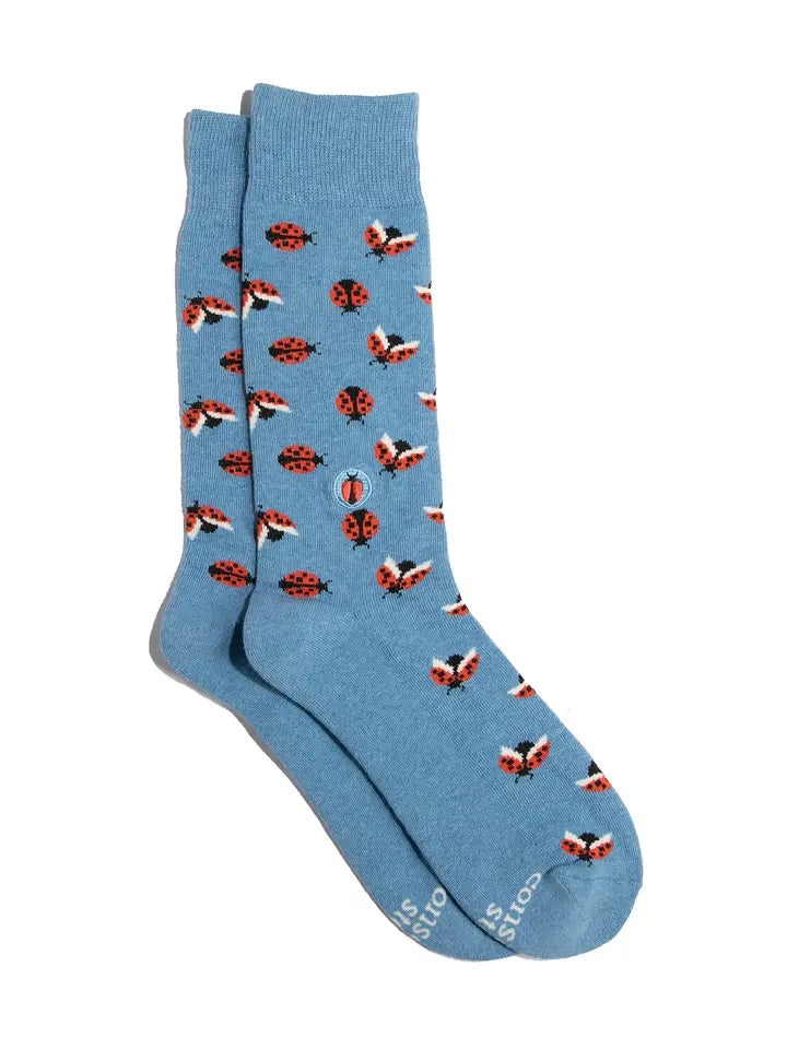 Conscious Step, Socks That Protect Pollinators - Blue Ladybugs Rich text editor
