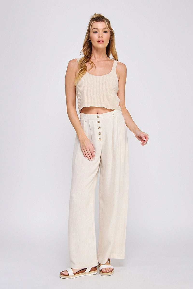 Linen High Waisted Palazzo Pants