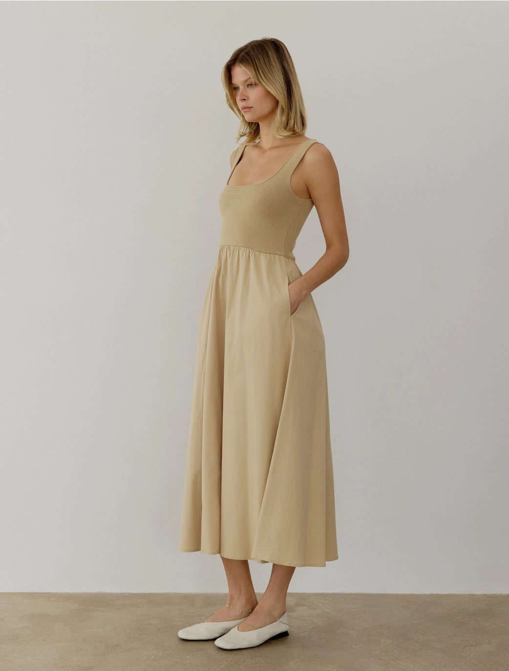 All : Row, The Lucinda Maxi Midi Dress in Khaki - Boutique Dandelion
