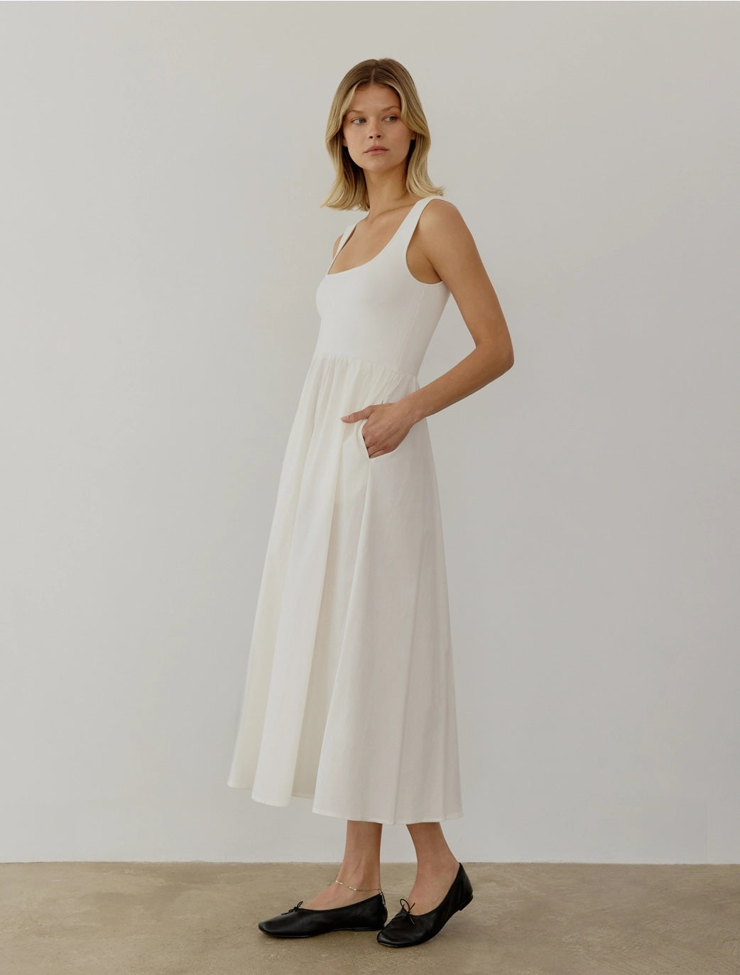 All : Row, The Lucinda Maxi Midi Dress in White - Boutique Dandelion