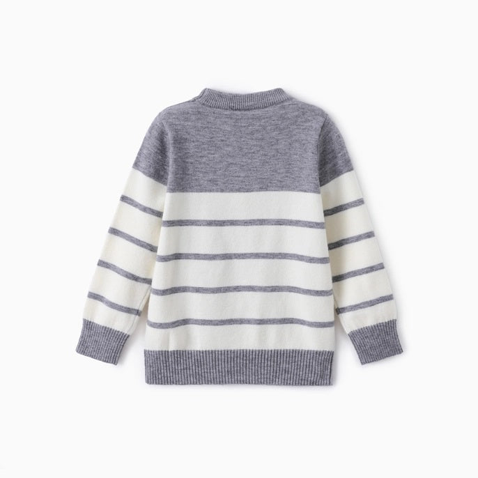 Striped Round Neck Sweater For Toddler Boy