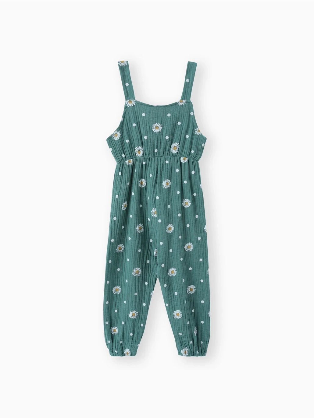 Cotton Daisy Bowknot Sleeveless Jumpsuit For Toddler Girl