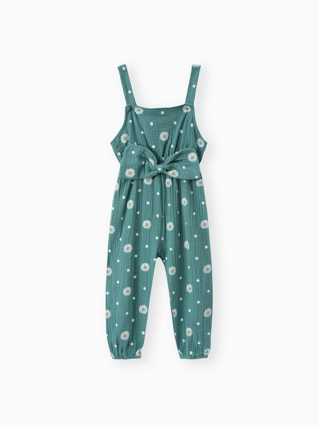 Cotton Daisy Bowknot Sleeveless Jumpsuit For Toddler Girl