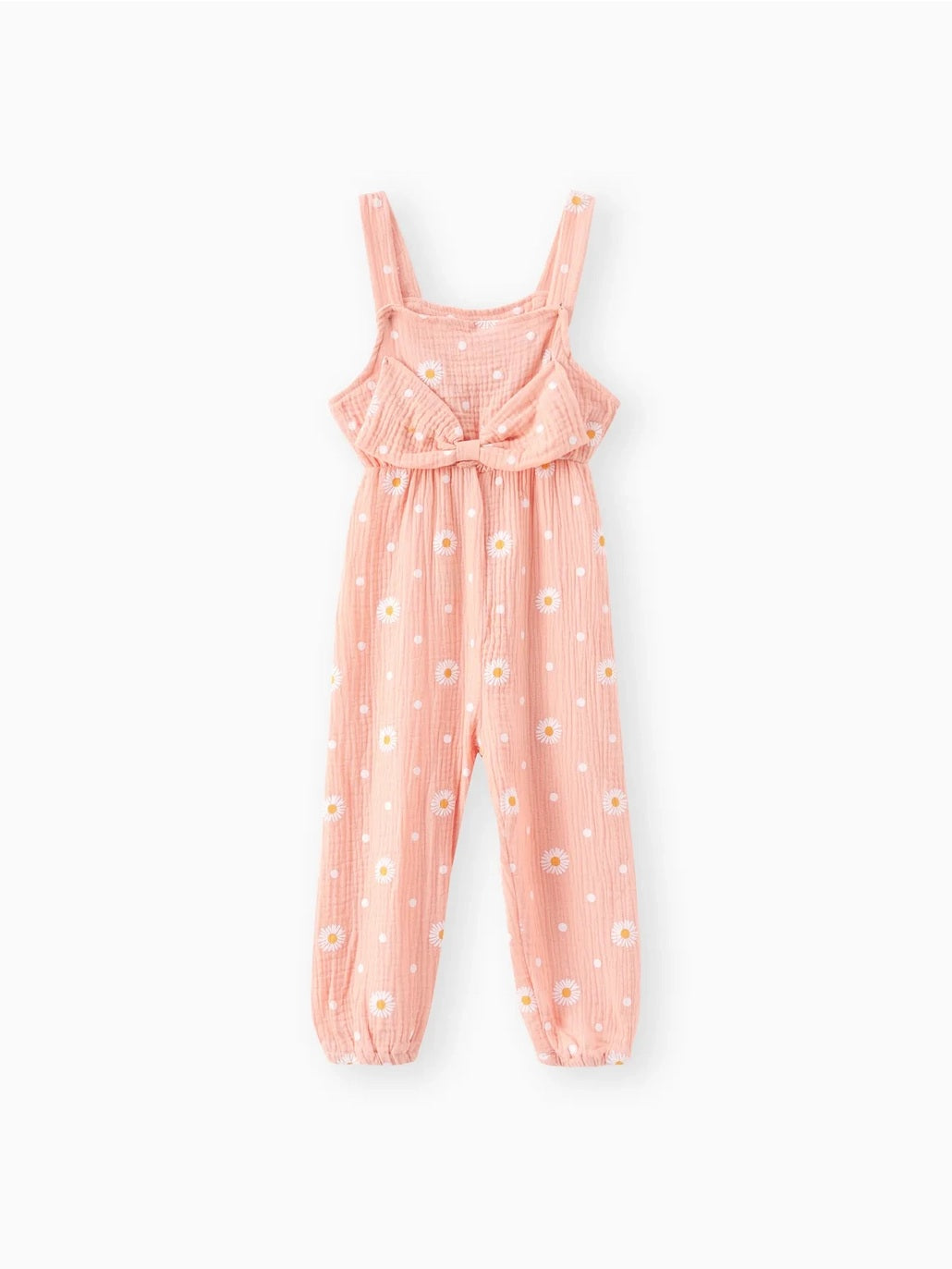 Cotton Daisy Bowknot Sleeveless Jumpsuit For Toddler Girl