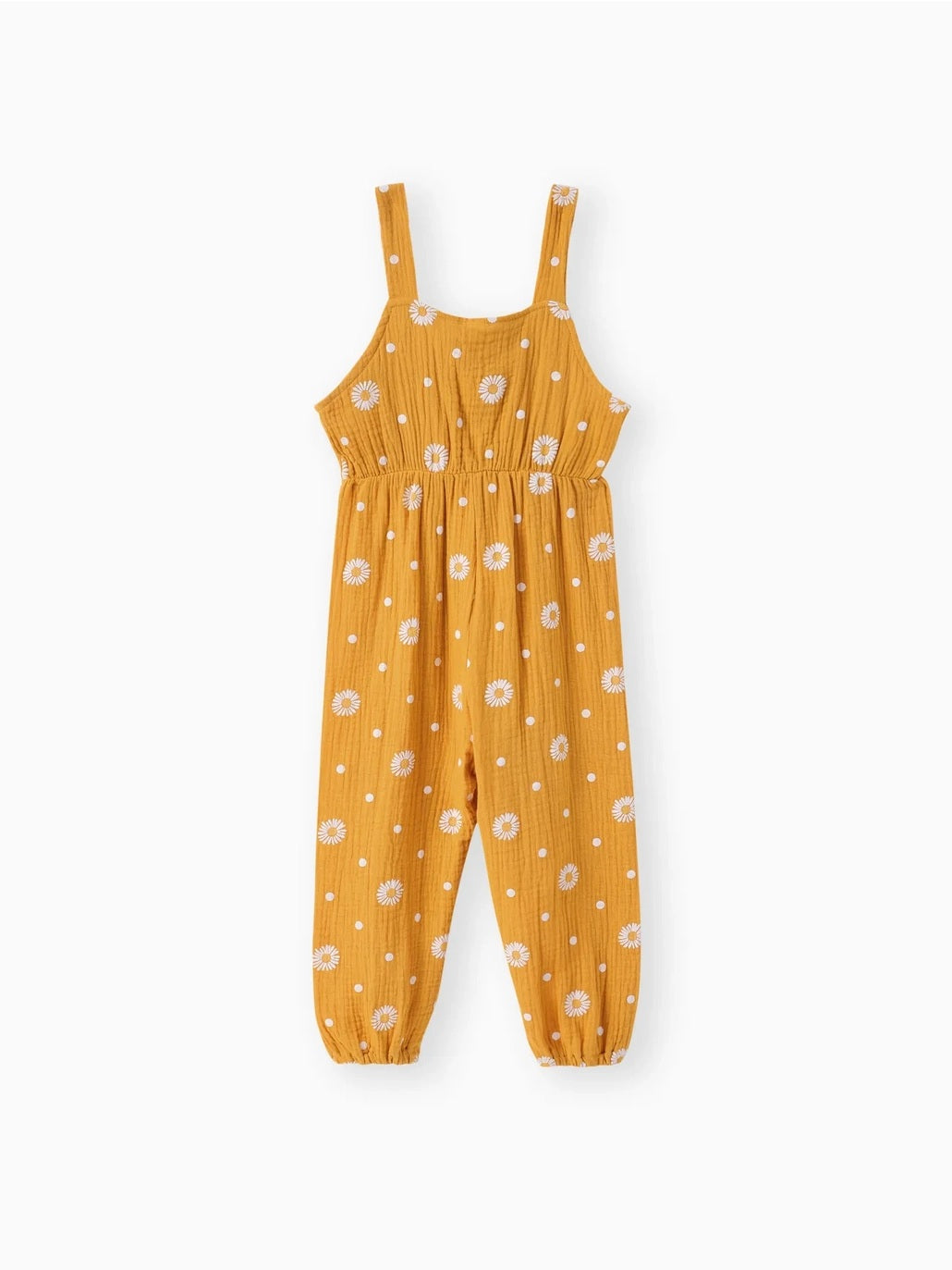 Cotton Daisy Bowknot Sleeveless Jumpsuit For Toddler Girl