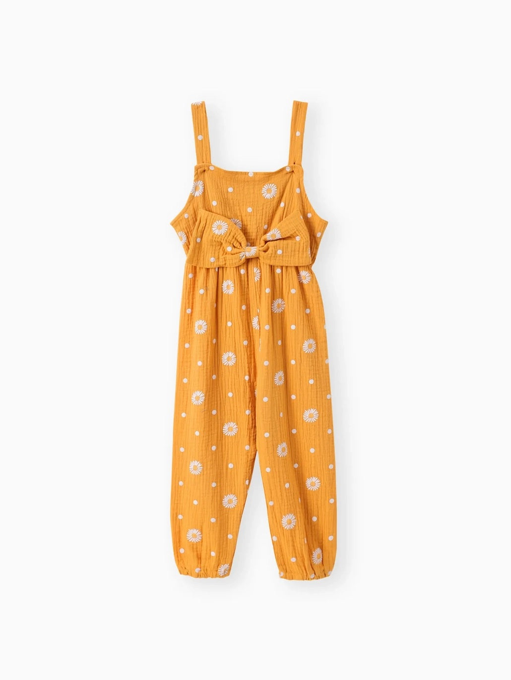 Cotton Daisy Bowknot Sleeveless Jumpsuit For Toddler Girl