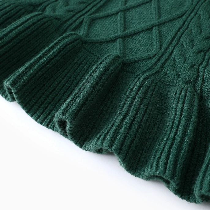 Textured Ruffled Sweater Dress For Toddler Girl