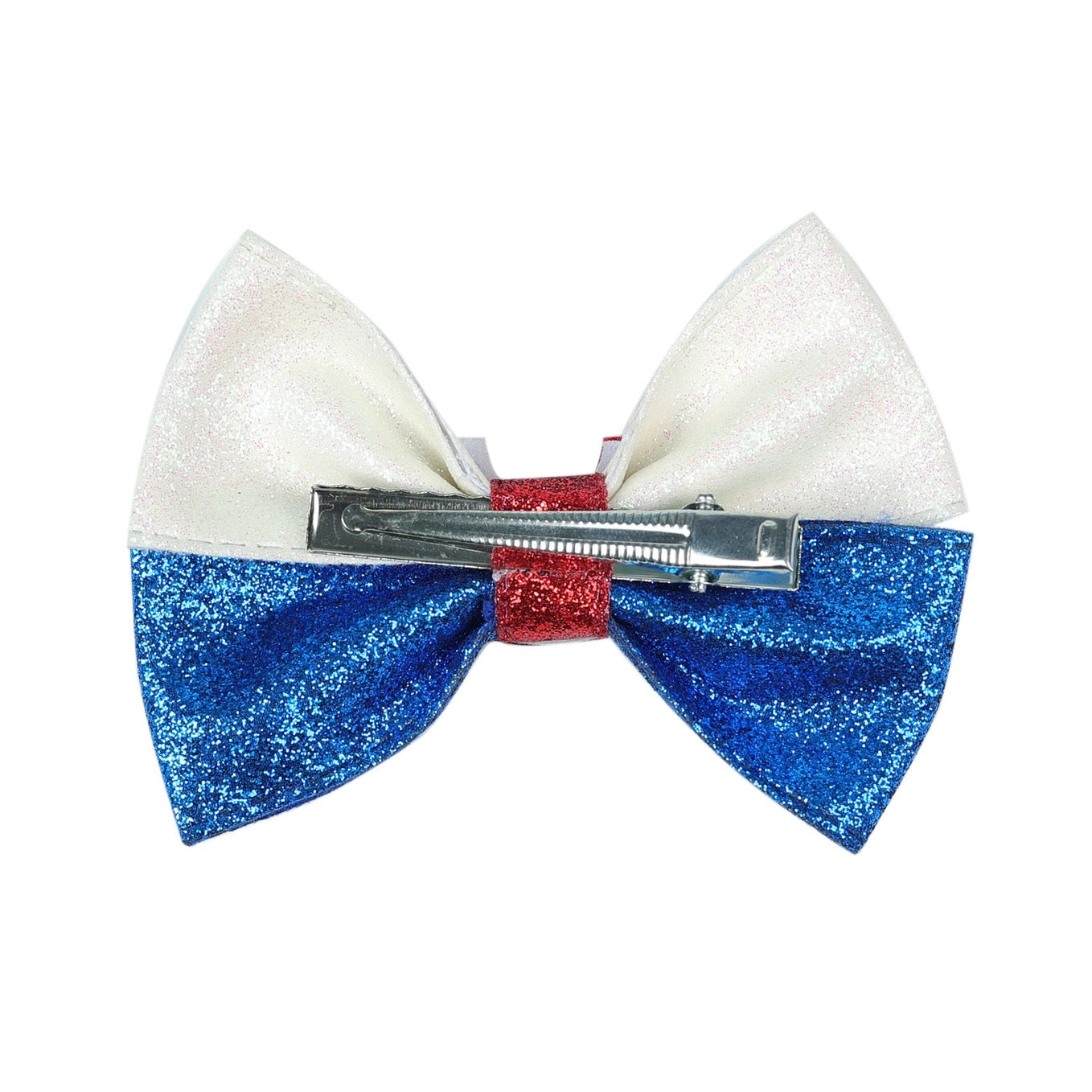 Toddler Kids Red White Blue Glittery Bow Hair Clip