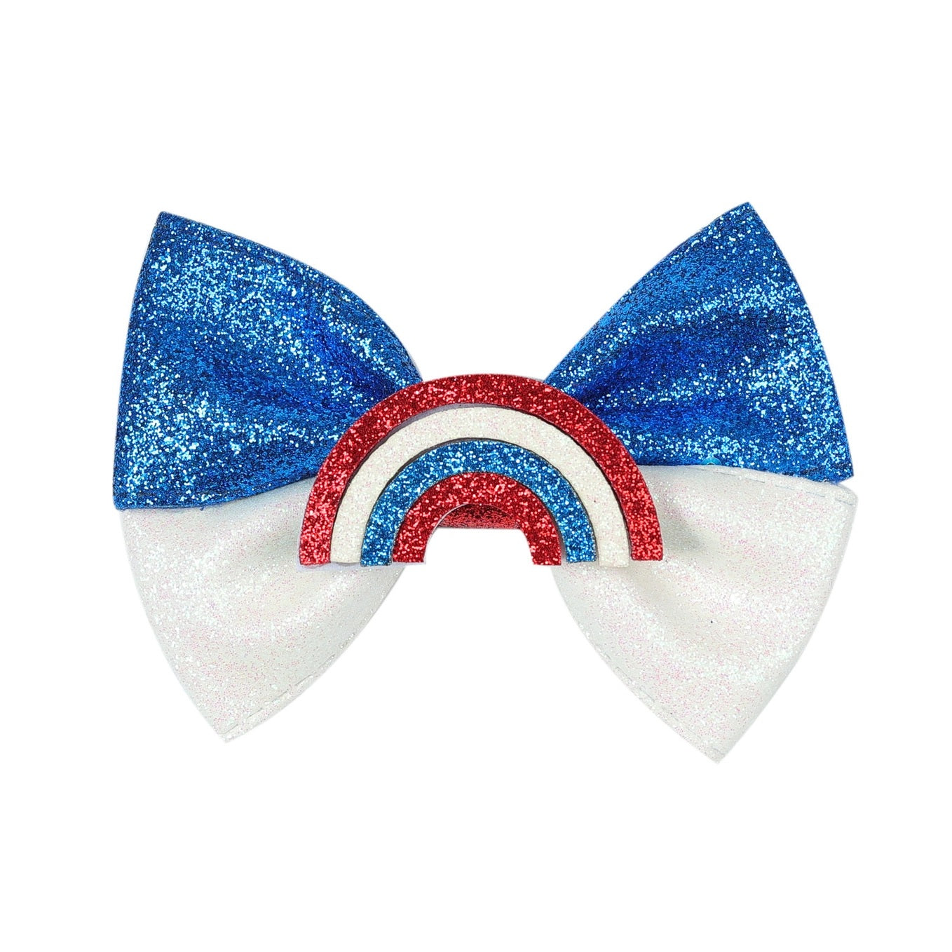 Toddler Kids Red White Blue Glittery Bow Hair Clip